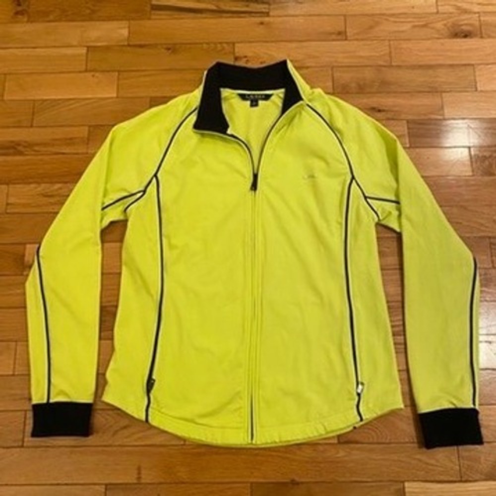 Lauren Ralph Lauren Women Lime Green Black Trim Full Zip Track Jacket Size L‎